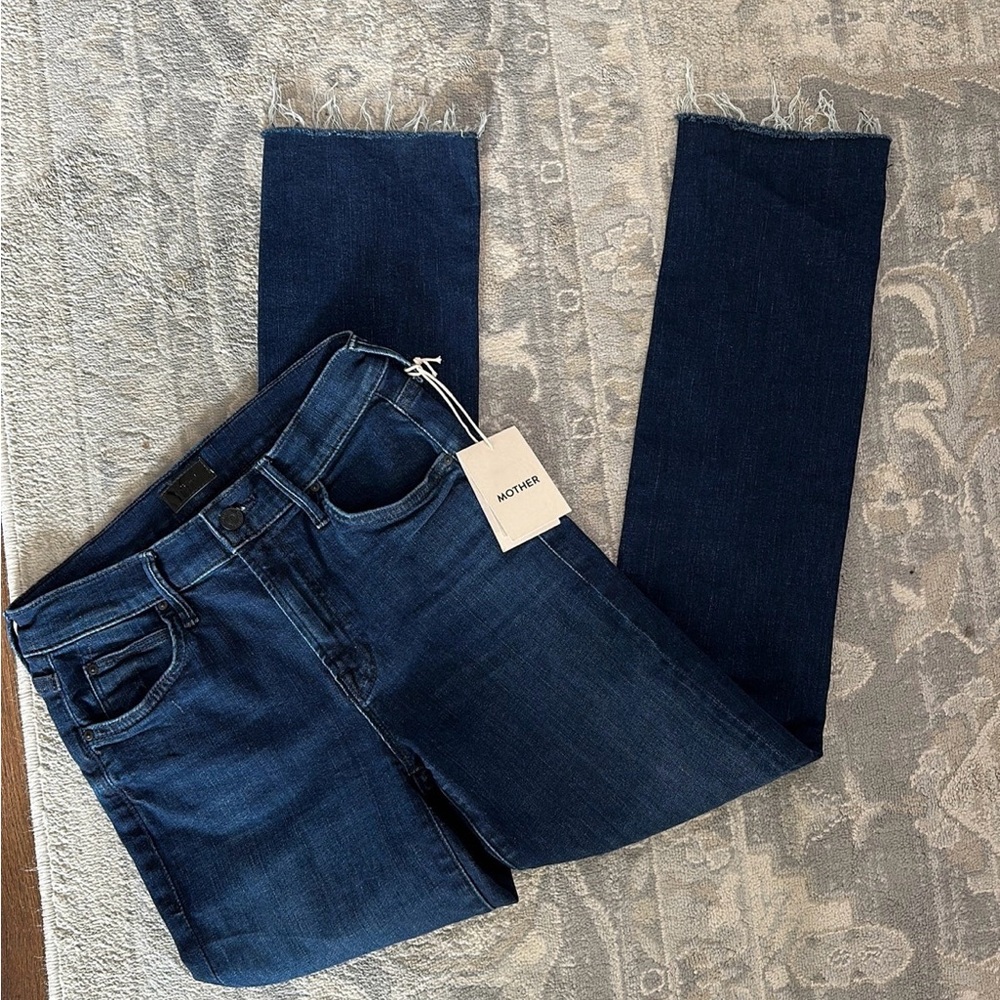 MOTHER Dark Blue Ankle & Cropped Jeans